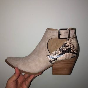 Snake print booties